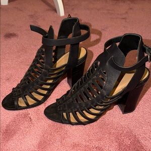 Dalia Black Caged Heels